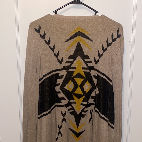 INC International Concepts Aztec open cardigan sweater with fringe - Picture 2 of 9